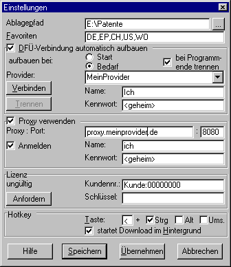 Screenshot Patbot-Einstellungen